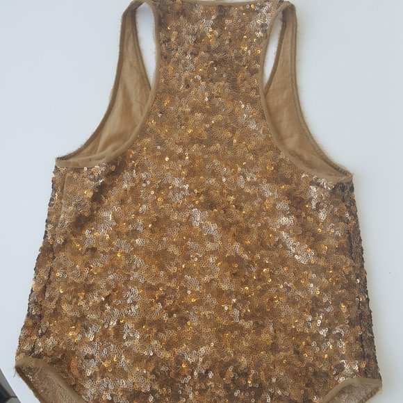 ZADIG & VOLTAIRE ! sequined gold tank top - Picture 3 of 8